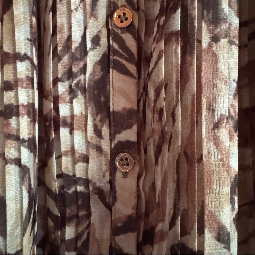 Ramy Brook Lined Pleated Blouse XL Elastic Neck Puff Sleeve - Picture 4 of 10